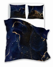 Faro Pościel satynowa 140x200 Nobile 015 granatowa złota