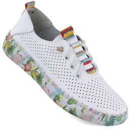 Skórzane półbuty damskie ażurowe białe Artiker 58C0597