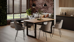 Rozkładany stół Grand 160-200x90 - loft z drewnianym