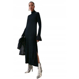 Karen Millen Czarna Sukienka Wełniana dla Niskich