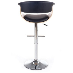 Hoker z oparciem ekoskóra czarny / dąb /