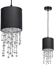 Milagro Almeria MLP6429 lampa wisząca czarny abażur kryształowe