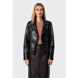 Damska kurtka ramoneska ze skóry naturalnej owczej czarna