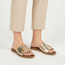 Armodo Złote Klapki Modne Obuwie Damskie