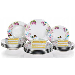 Talerze Obiadowe Banquet kwiaty okrągłe jadalnia jedzenie 18elem