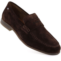 Zamszowe mokasyny męskie miękkie czekoladowe Bugatti 311-AW660-1400-6100
