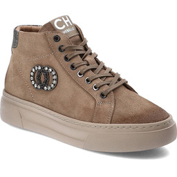 CheBello Brązowe Sneakersy Stylowe Skórzane Buty Damskie
