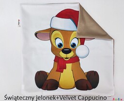 Poszewki panelowe świąteczne 40x40 welur Świąteczny jelonek