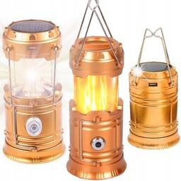 Lampa Kempingowa Składana Solarna Latarka Efekt Płomień
