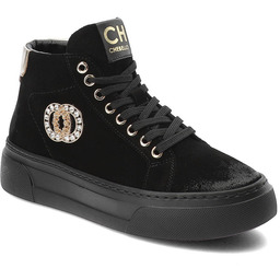 CheBello Czarne Sneakersy Wygodne Skórzane Buty Damskie