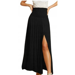 Shein Spódnica Czarna z Rozcięciem Maxi 36 Łic