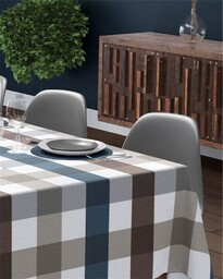 Detexpol Obrus dekoracyjny 140x320 beżowy granatowy biały krata