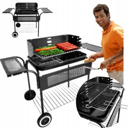 Grill Węglowy ogrodowy Przenośny z półkami Duży gril