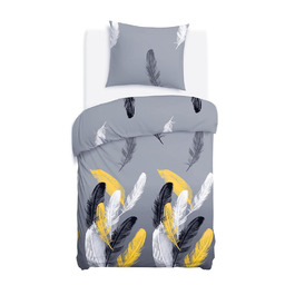 Darymex Pościel satynowa 140x200 Pióra szara złota 1551/1