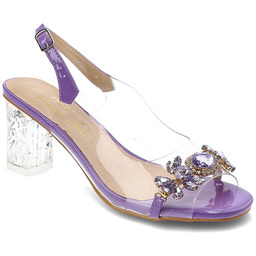 S.Barski Fioletowe Sandały Stylowe Obuwie Damskie Na Eleganckim