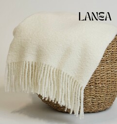 Koc z Wełny Merino Bouclé LANEA, Rozmiar -