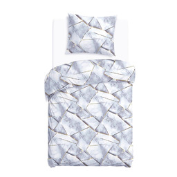 Darymex Pościel satynowa 140x200 Marmur biała szara 1548/1