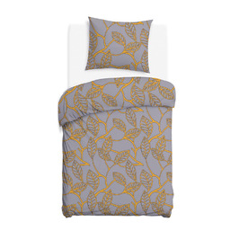 Darymex Pościel satynowa 140x200 Liście pomarańczowa szara 1549/1