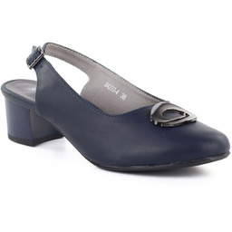 Czółenka damskie z odkrytą piętą granatowe M.Daszyński SA233-4