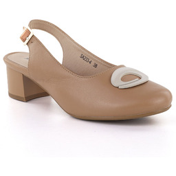 Czółenka damskie z odkrytą piętą jasny brąz M.Daszyński