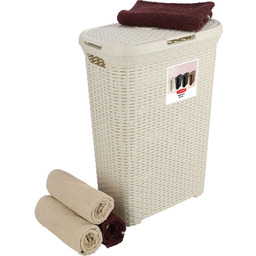 Kosz z pokrywą Curver Natural Style 40L, kremowy