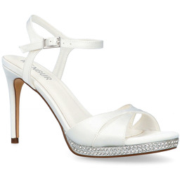 Sandały ślubne na platformie - MENBUR 25648 BIAŁE