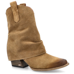 Kowbojki z wywijaną cholewką - CHEBELLO 4594 BRĄZOWE