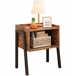 Szafka Nocna Loft Stolik Rustykalny Półka Drewniana Industrialna