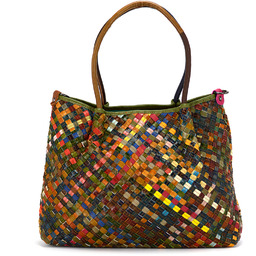 Damska duża kolorowa vintage torebka na ramię