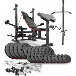 Zestaw obciążeń kompozytowych 105kg z ławką z wyciągiem