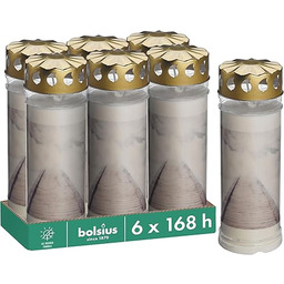 Bolsius Znicz Świeca Pamiątkowa, Biały, 6 Sztuk