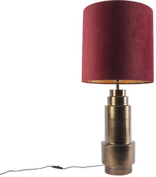 QAZQA Lampa stołowa art deco brąz klosz welurowy
