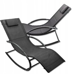 Leżak ogrodowy bujany Texilene czarny ergonomiczny 150 kg