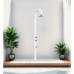 Prysznic zewnętrzny ogrodowy 233cm z termometrem aluminium LUNA-ALU-BIANCA-LED