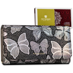 Damski skórzany portfel Peterson błyszczący na karty