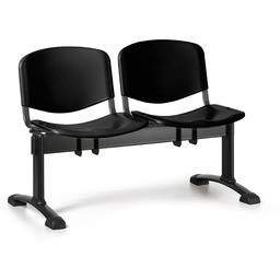 Ławka do poczekalni plastikowa ISO, 2-siedziska, czarny, czarne