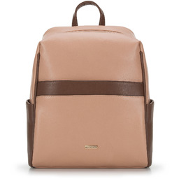 Damski plecak z poziomym paskiem beżowo-brązowa