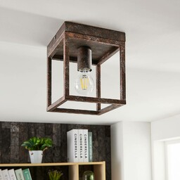 Lindby Rustykalna lampa sufitowa Emin z metalową ramą