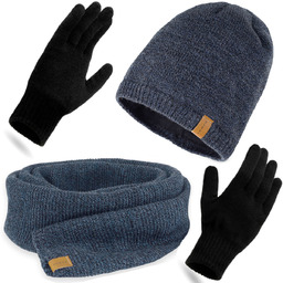 Nandy Polski Komplet Zimowy Czapka Szal Rękawiczki -