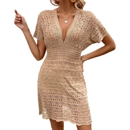 Ażurowe pareo plażowe boho sukienka - S