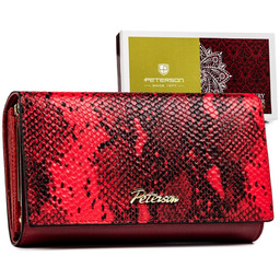 Skórzany portfel damski Peterson skóra węża na karty