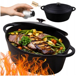 Brytfanna Żeliwna Gęsiarka Duża Do Pieczenia 6,2L