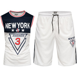 Komplet sportowy granatowo-biały męski na lato Recea