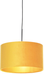 Lampa wisząca z abażurem z weluru ochry ze