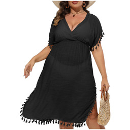 Sukienka plażowa pareo plus size CZARNA - XL