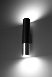 Loopez Czarny/Chrom - SOLLUX LIGHTING - lampa ścienna