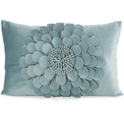 Poszewka welwetowa miętowa z trójwymiarowym kwiatem JA195-03