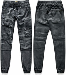 Spodnie jeansowe męskie czarne slim Recea