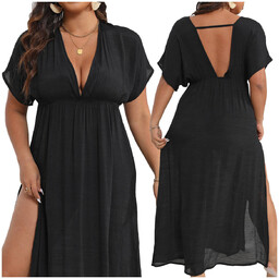 Sukienka plażowa pareo plus size CZARNA - XL