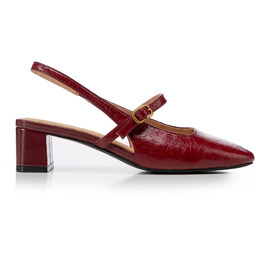 Damskie czółenka Mary Jane na niskim słupku czerwone
